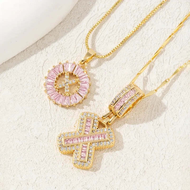【Limit Edition Color-Pink】2 Pack - Initial Letter Pendant Necklaces