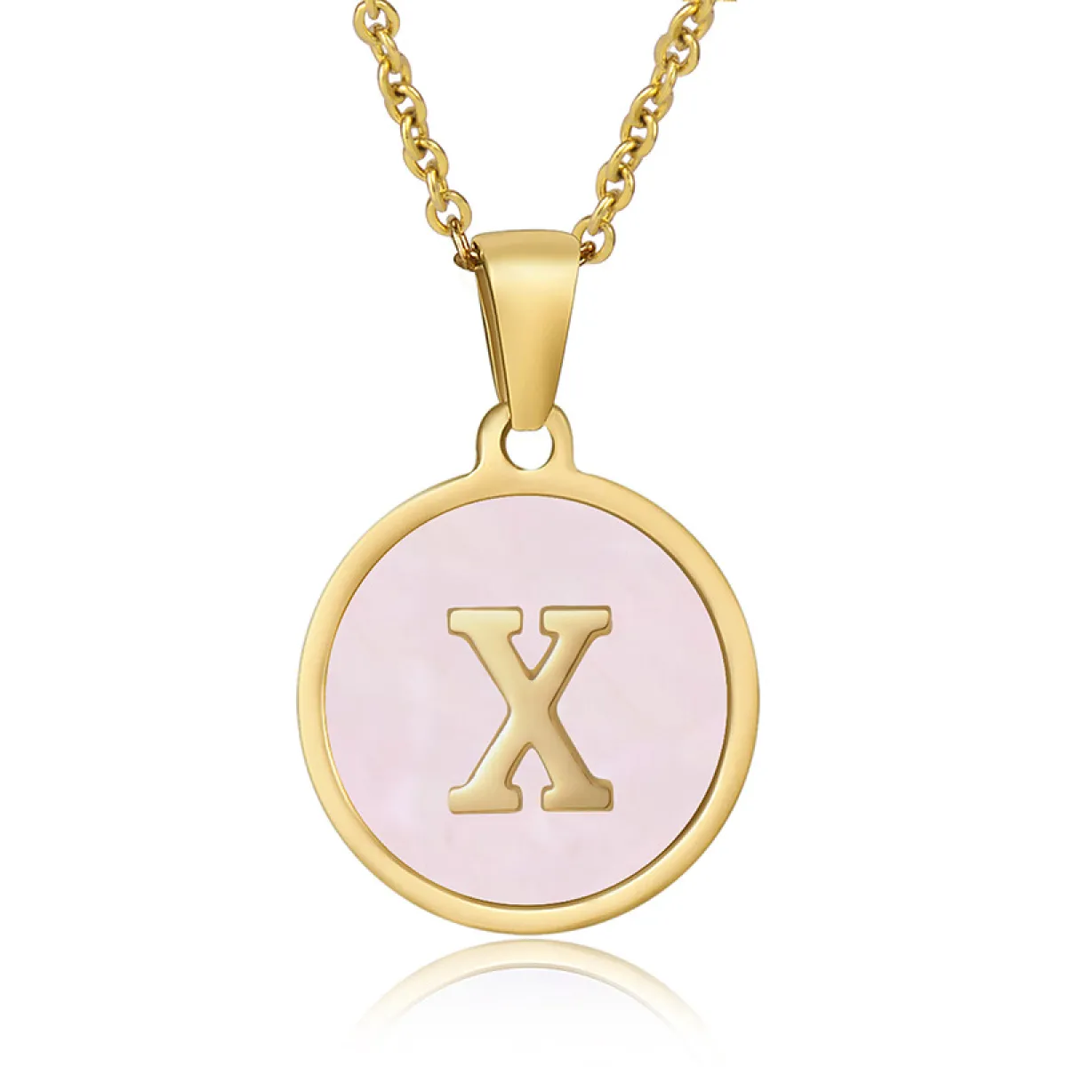 A-Z Letter Charms Round Enamel Alphabet Initial Necklace