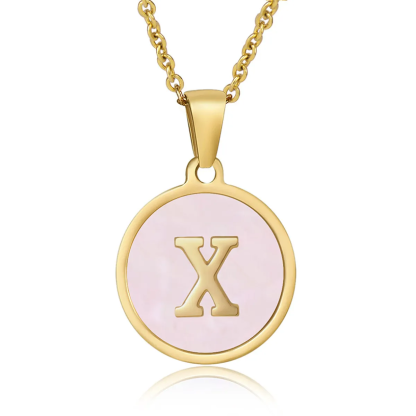 A-Z Letter Charms Round Enamel Alphabet Initial Necklace
