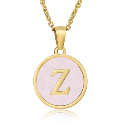 A-Z Letter Charms Round Enamel Alphabet Initial Necklace