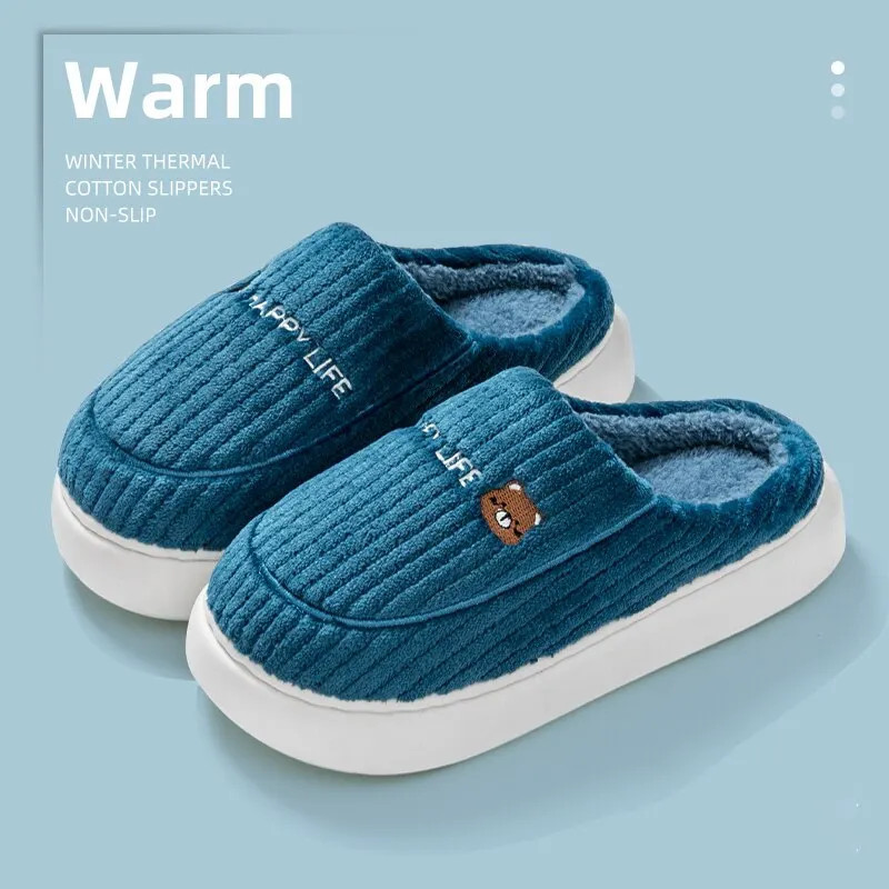 New Cotton Slippers For Women's Winter Indoor Home Fur Slippers With Thick Sole And Anti Slip Winter Style For Home Use(MTX2314)