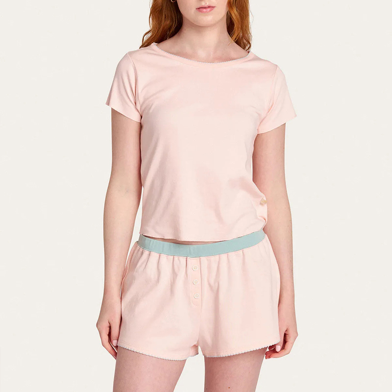 Pink pajama shorts set