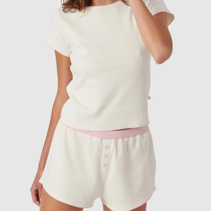 White pajama set shorts