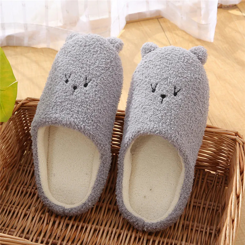 Home Slippers Winter Warm Shoes Women Indoor Soft Mule Flip Flops Silent Couple Plush Footwear Non-Slip Cotton Floor Slipper