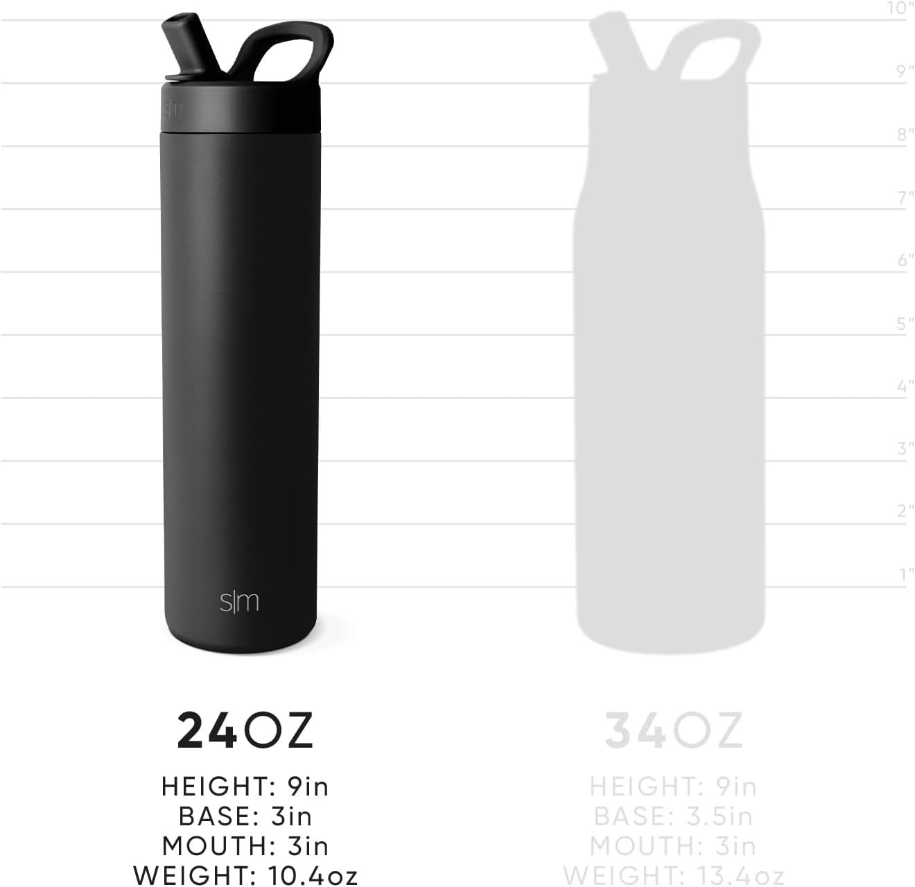Simkhjgple Modern Water Bottle with Straw lid | Insulated Stainless Steel Thermos | Reusable Travel Water Bottles for Gym & Sports | Leak Proof & BPA Free | Mesa Collection | 34oz, Sea Glass Sage