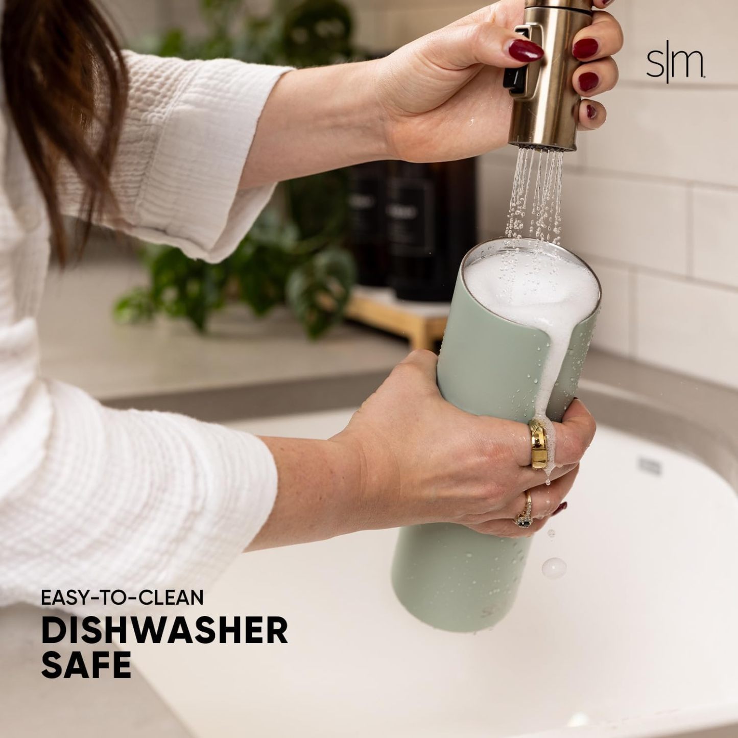 Simkhjgple Modern Water Bottle with Straw lid | Insulated Stainless Steel Thermos | Reusable Travel Water Bottles for Gym & Sports | Leak Proof & BPA Free | Mesa Collection | 34oz, Sea Glass Sage