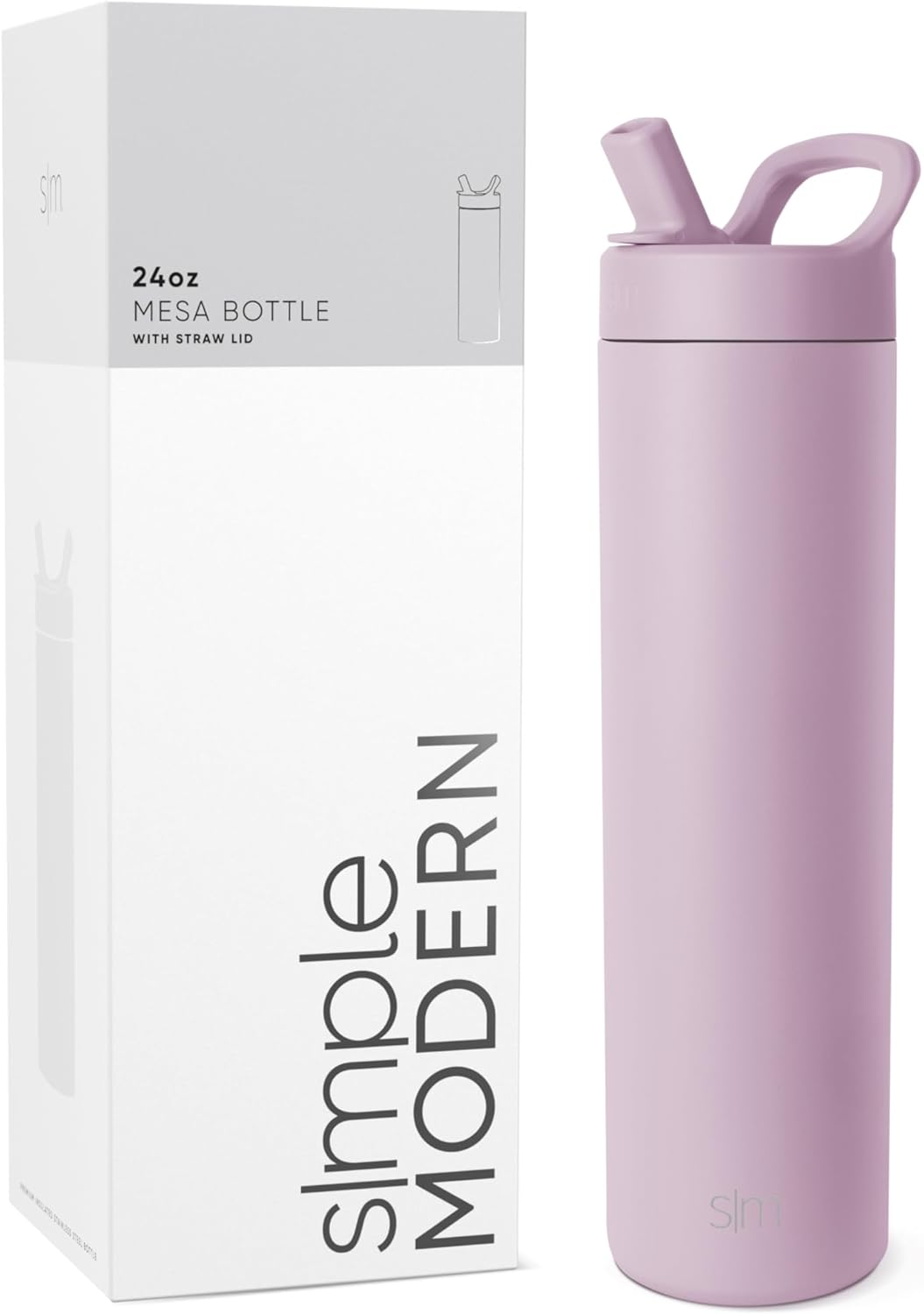 Simkhjgple Modern Water Bottle with Straw lid | Insulated Stainless Steel Thermos | Reusable Travel Water Bottles for Gym & Sports | Leak Proof & BPA Free | Mesa Collection | 34oz, Sea Glass Sage