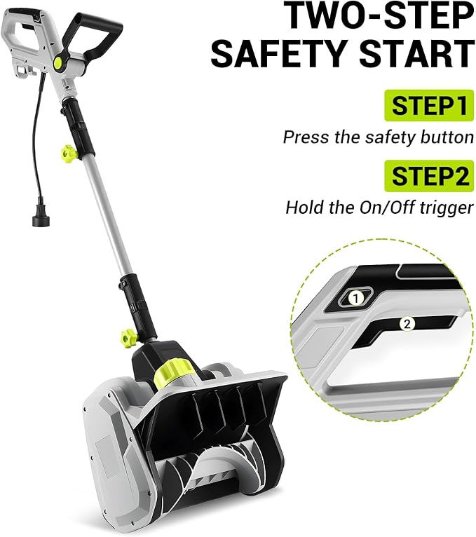 1500w High-Power Snow Blower, 3500rpm Speed, 20-Foot Snow Throwing Distance with Adjustable Chute and 12A Brushed Motor, Suitable for Yards, Driveways, Sidewalk