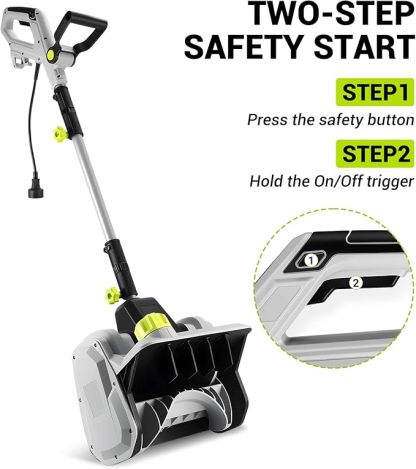 1500w High-Power Snow Blower, 3500rpm Speed, 20-Foot Snow Throwing Distance with Adjustable Chute and 12A Brushed Motor, Suitable for Yards, Driveways, Sidewalk