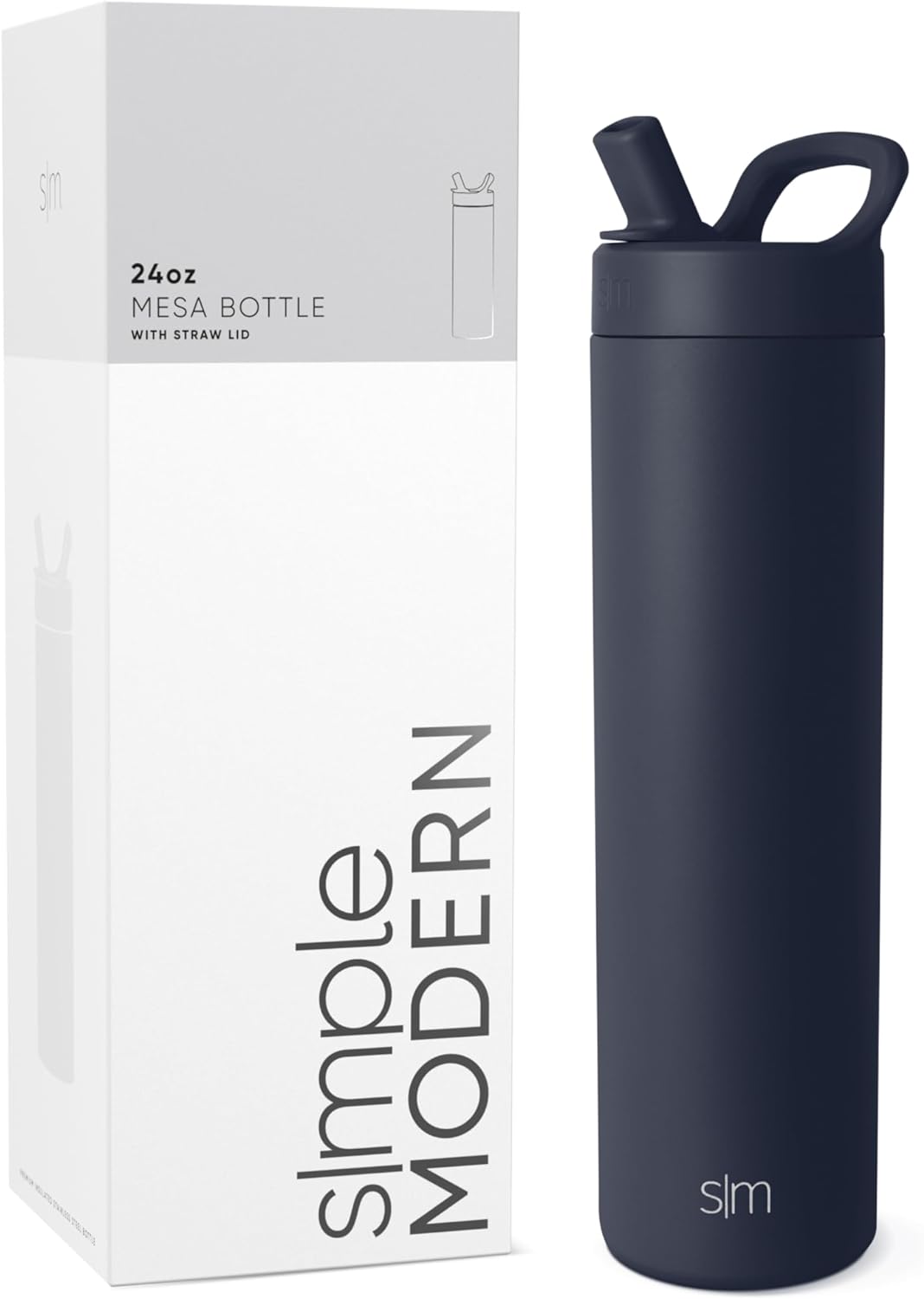 Simkhjgple Modern Water Bottle with Straw lid | Insulated Stainless Steel Thermos | Reusable Travel Water Bottles for Gym & Sports | Leak Proof & BPA Free | Mesa Collection | 34oz, Sea Glass Sage