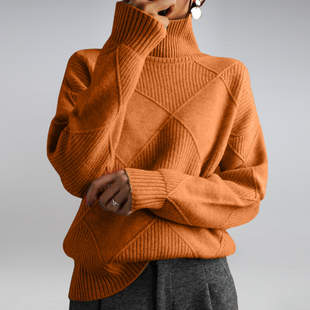 Turtleneck loose lozenge long-sleeved winter sweater