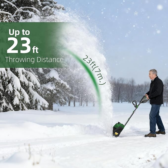 12'' Snow Blower (No Battery) Compatible with Dewalt 20V Max Battery, Cordless Snow Shovel with Knobs and Iron Tube, Adjustable Front Handle, 6" Depth, 23 FT Snow Throwing Distance