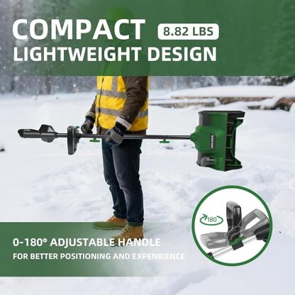 12'' Snow Blower (No Battery) Compatible with Dewalt 20V Max Battery, Cordless Snow Shovel with Knobs and Iron Tube, Adjustable Front Handle, 6" Depth, 23 FT Snow Throwing Distance