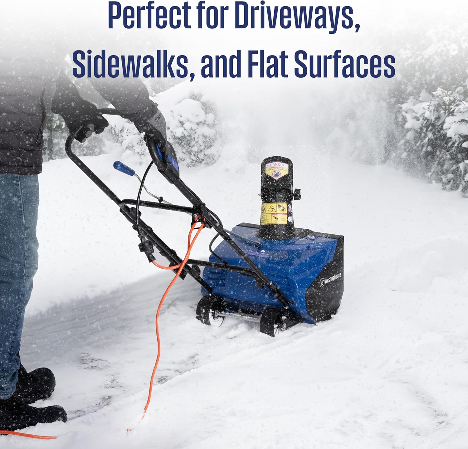 Westinghouse WSnow18D Corded Snow Blower 18-inches Wide, Dual LED Lights, Electric Snow Blower with 25ft Throwing Distance, Plows 720lbs/min, Adjustable Chute