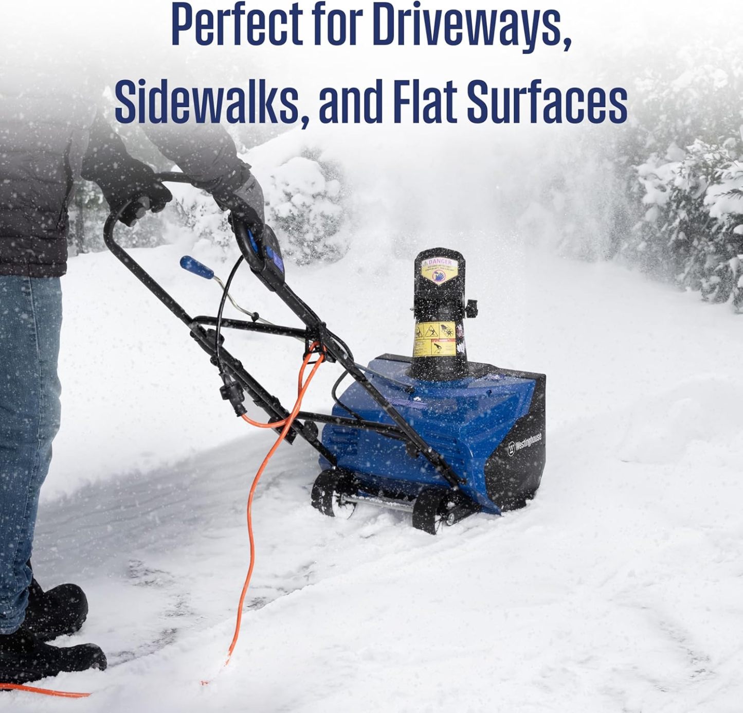 Westinghouse WSnow18D Corded Snow Blower 18-inches Wide, Dual LED Lights, Electric Snow Blower with 25ft Throwing Distance, Plows 720lbs/min, Adjustable Chute