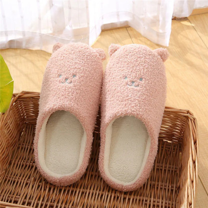 Home Slippers Winter Warm Shoes Women Indoor Soft Mule Flip Flops Silent Couple Plush Footwear Non-Slip Cotton Floor Slipper
