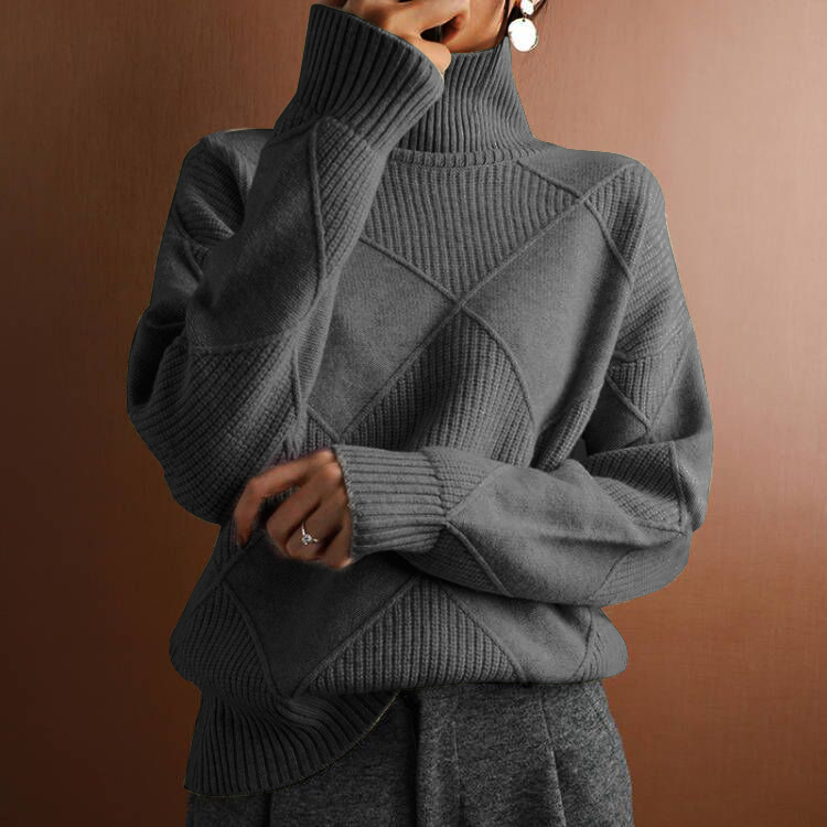 Turtleneck loose lozenge long-sleeved winter sweater