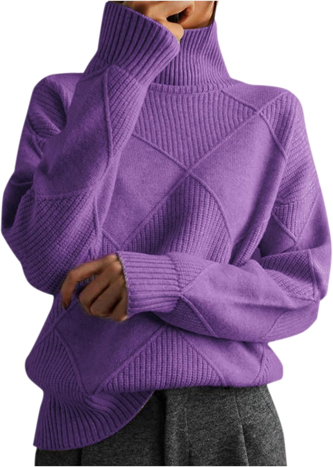 Turtleneck loose lozenge long-sleeved winter sweater