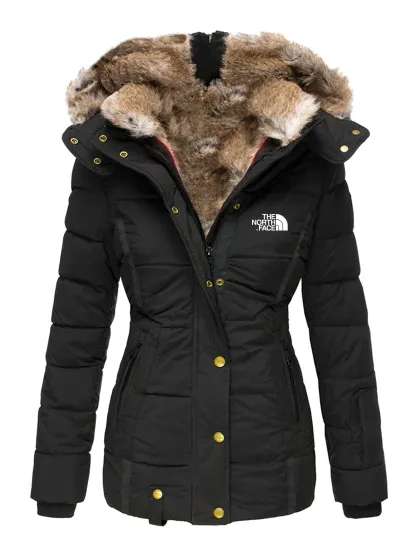 The Nokhjgrth Face-Womens Coats Winter Zipper Hooded Faux Fur Inside Down Jackets