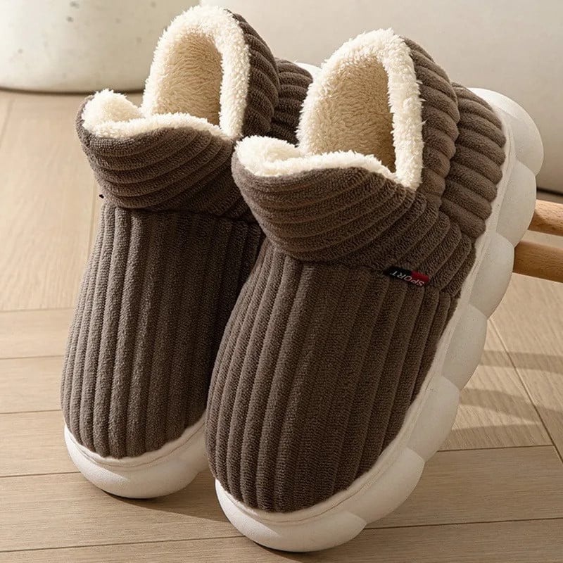 2024 Women Winter Boots Slippers Thickening Plush Warm Snow Boot Couple Thick Heels Cotton Shoes Plus Size Platform Slides Botas