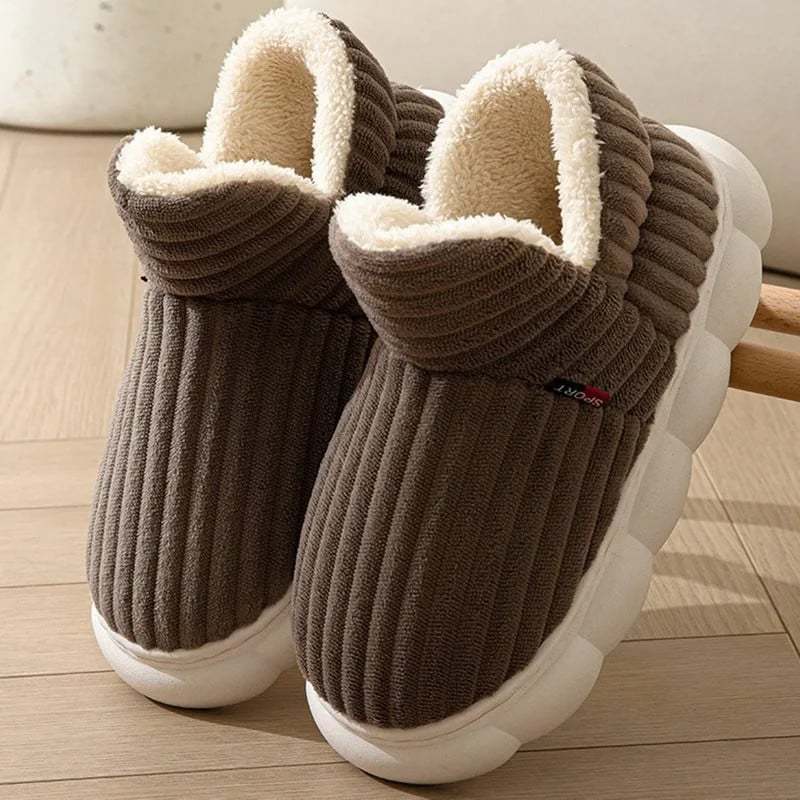 2024 Women Winter Boots Slippers Thickening Plush Warm Snow Boot Couple Thick Heels Cotton Shoes Plus Size Platform Slides Botas