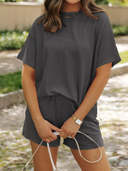 Women's 2 Piece Outfits Short Sleeve Shirt and Pants Set Casual Clothes