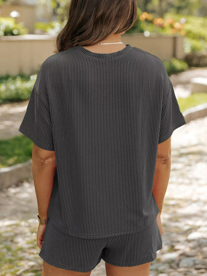 Women's 2 Piece Outfits Short Sleeve Shirt and Pants Set Casual Clothes