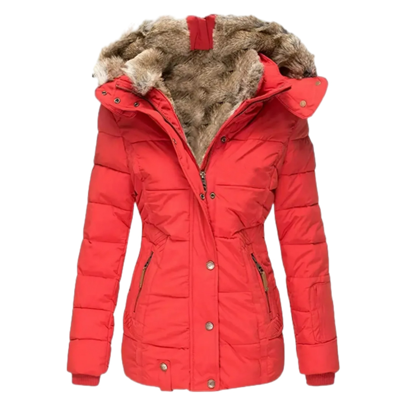 2025 Womens Coats Winter Zipper Hooded Faux Fur Inside Down Jackets
