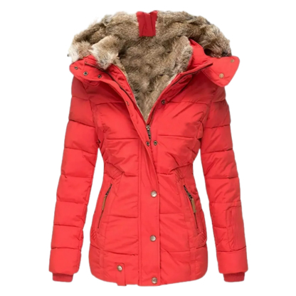 2025 Womens Coats Winter Zipper Hooded Faux Fur Inside Down Jackets