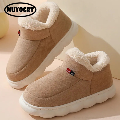 2024 Women Winter Boots Slippers Thickening Plush Warm Snow Boot Couple Thick Heels Cotton Shoes Plus Size Platform Slides Botas