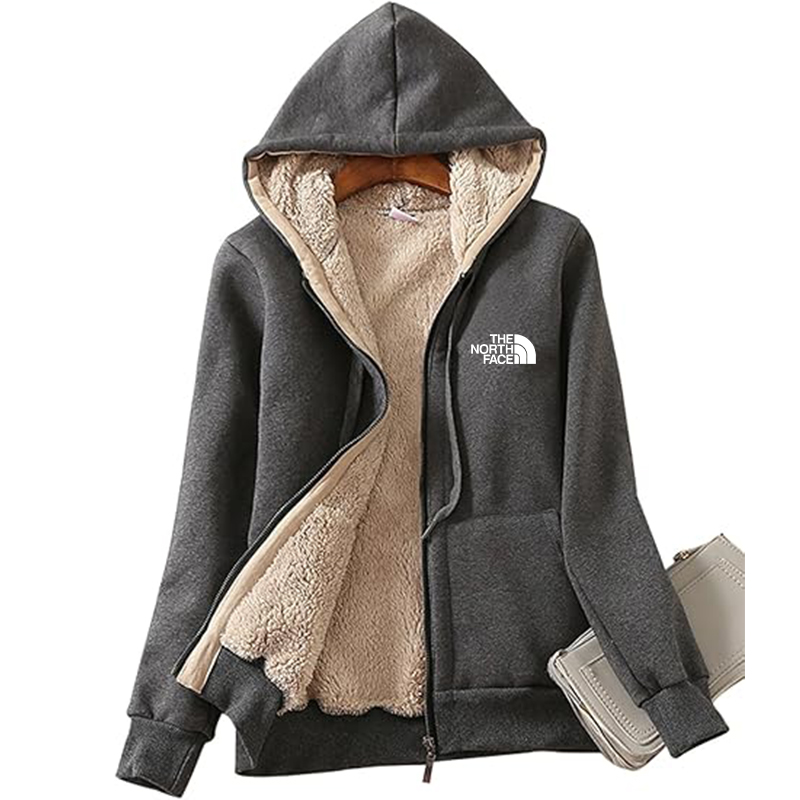 Women's Casual Full Zip Up Sherpa Lined Hoodie Sweatshirt Jacket Coat