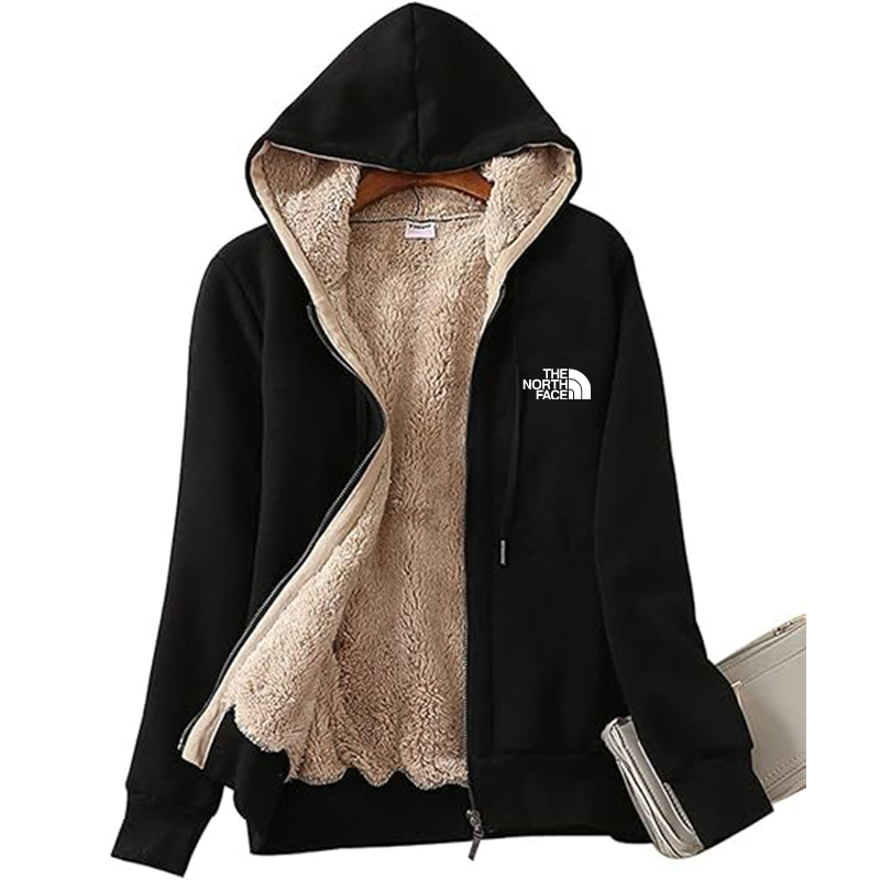 The Nokhjgrth Face-Women's Casual Full Zip Up Sherpa Lined Hoodie Sweatshirt Jacket Coat
