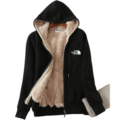 Women's Casual Full Zip Up Sherpa Lined Hoodie Sweatshirt Jacket Coat