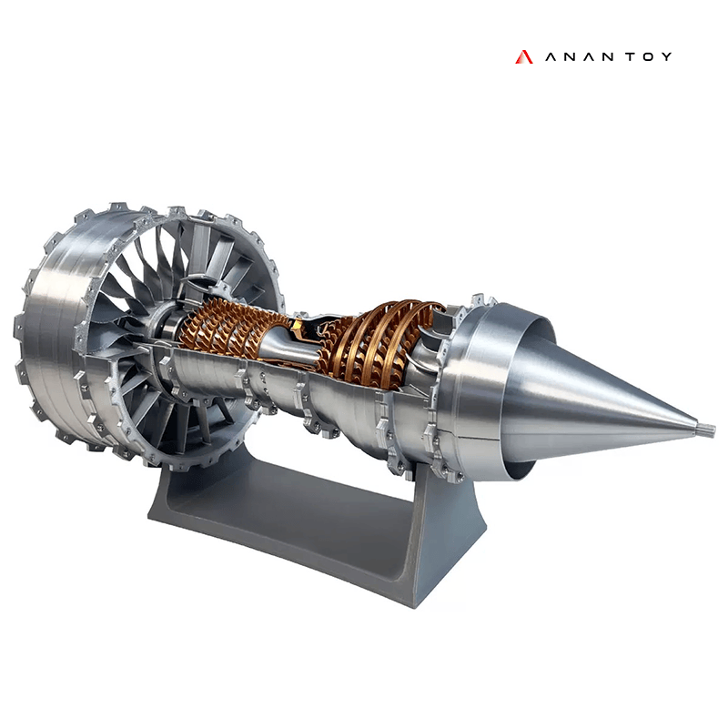AnanToy™ A380/TR900 Silver Aircraft Turbine Reverse Engine Scale Model (1:24)