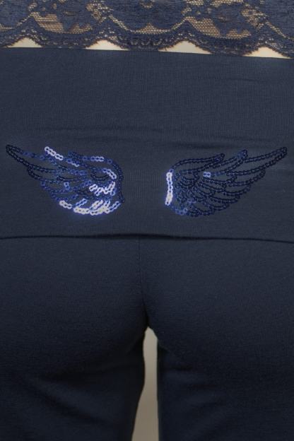 Women's Grey Sequined Angel Wings Cropped Hoodie and Sweatpants Set - Stylish and Casual