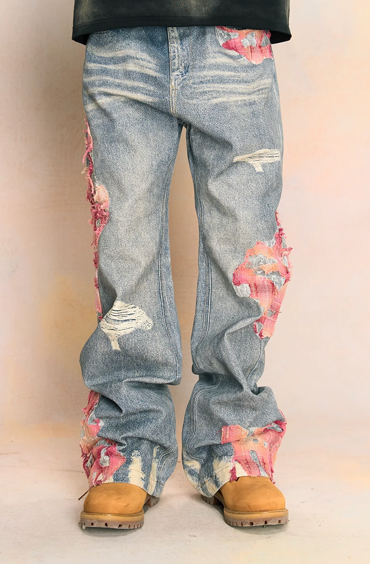 2026 YADcrew Evening Lace Print Denim Jeans