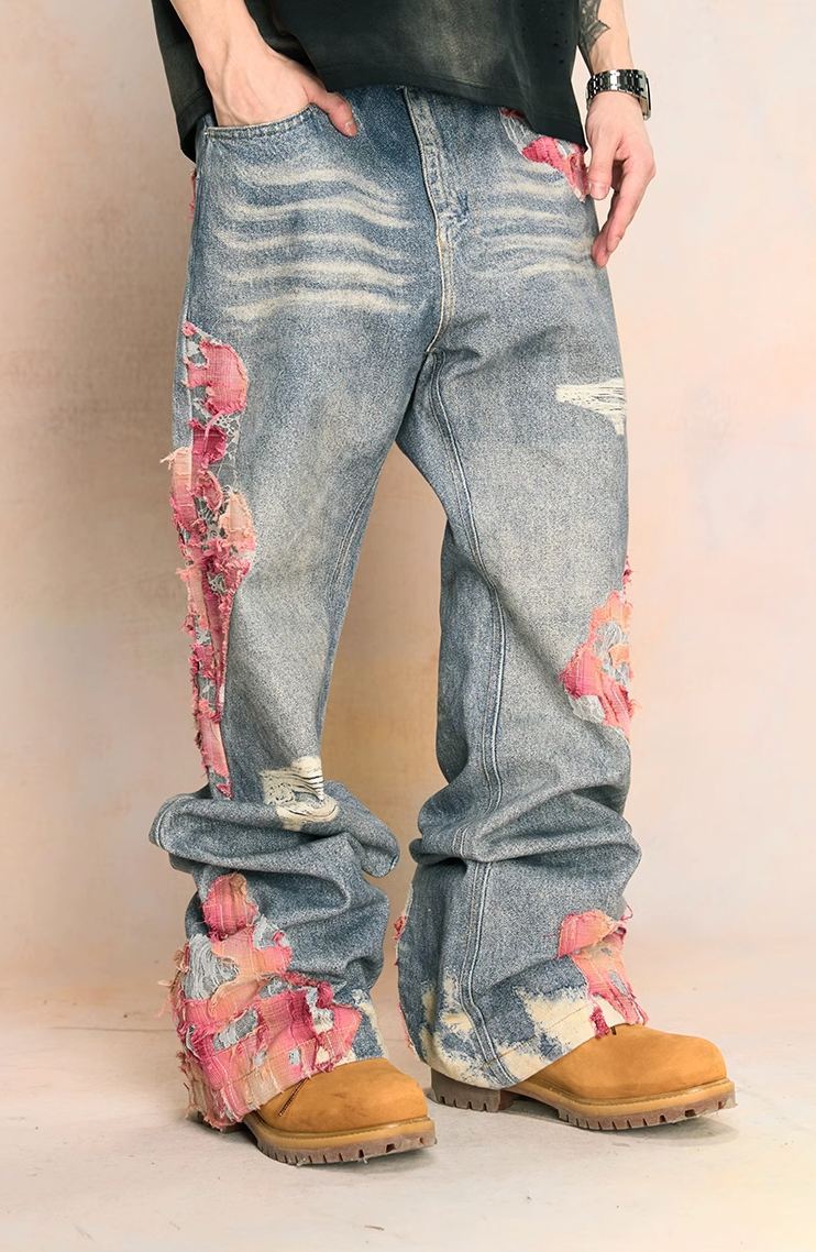 2026 YADcrew Evening Lace Print Denim Jeans