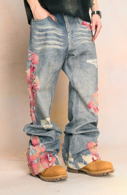 2026 YADcrew Evening Lace Print Denim Jeans
