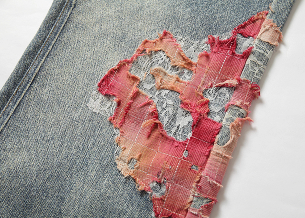 2026 YADcrew Evening Lace Print Denim Jeans
