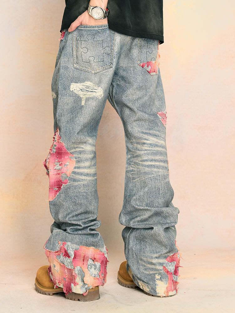 2026 YADcrew Evening Lace Print Denim Jeans