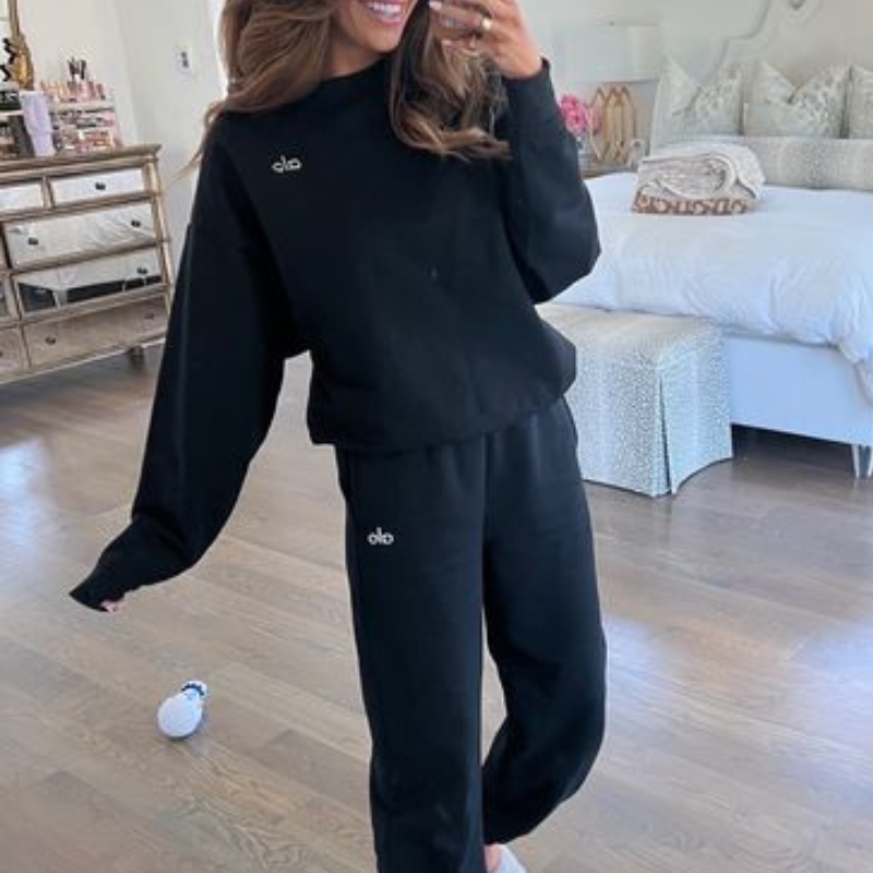 AL YA Sweat Set - Crewneck + Sweats--black