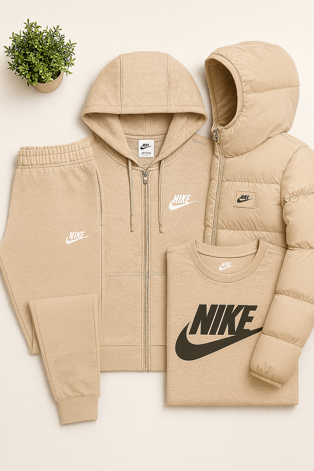 NTHTK™ Men’s Complete Set – Fleece Tracksuit + Logo T-Shirt + Winter Puffer Jacket