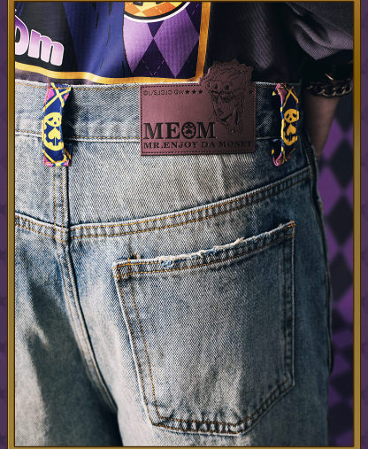 2026 MEDM × JOJO Side Zipper Contrast Checkered Washed Jeans