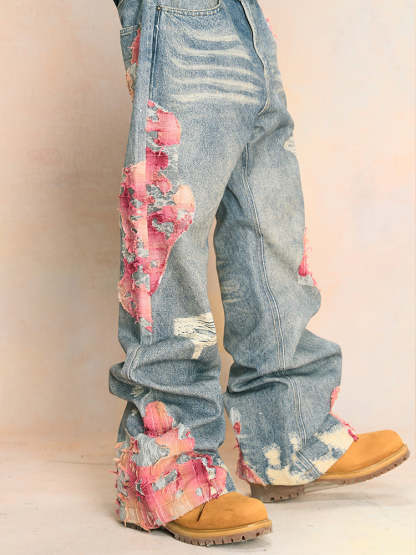 2026 YADcrew Evening Lace Print Denim Jeans