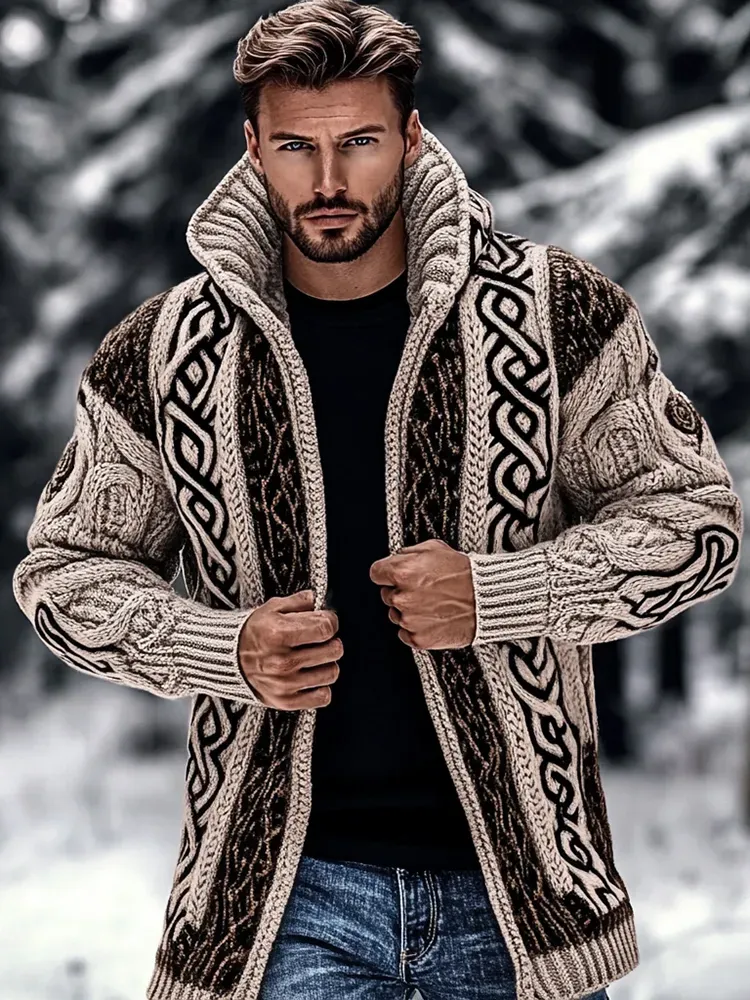 Knitted hooded sweater