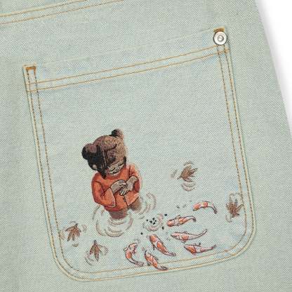 "koi fish" reverse denim