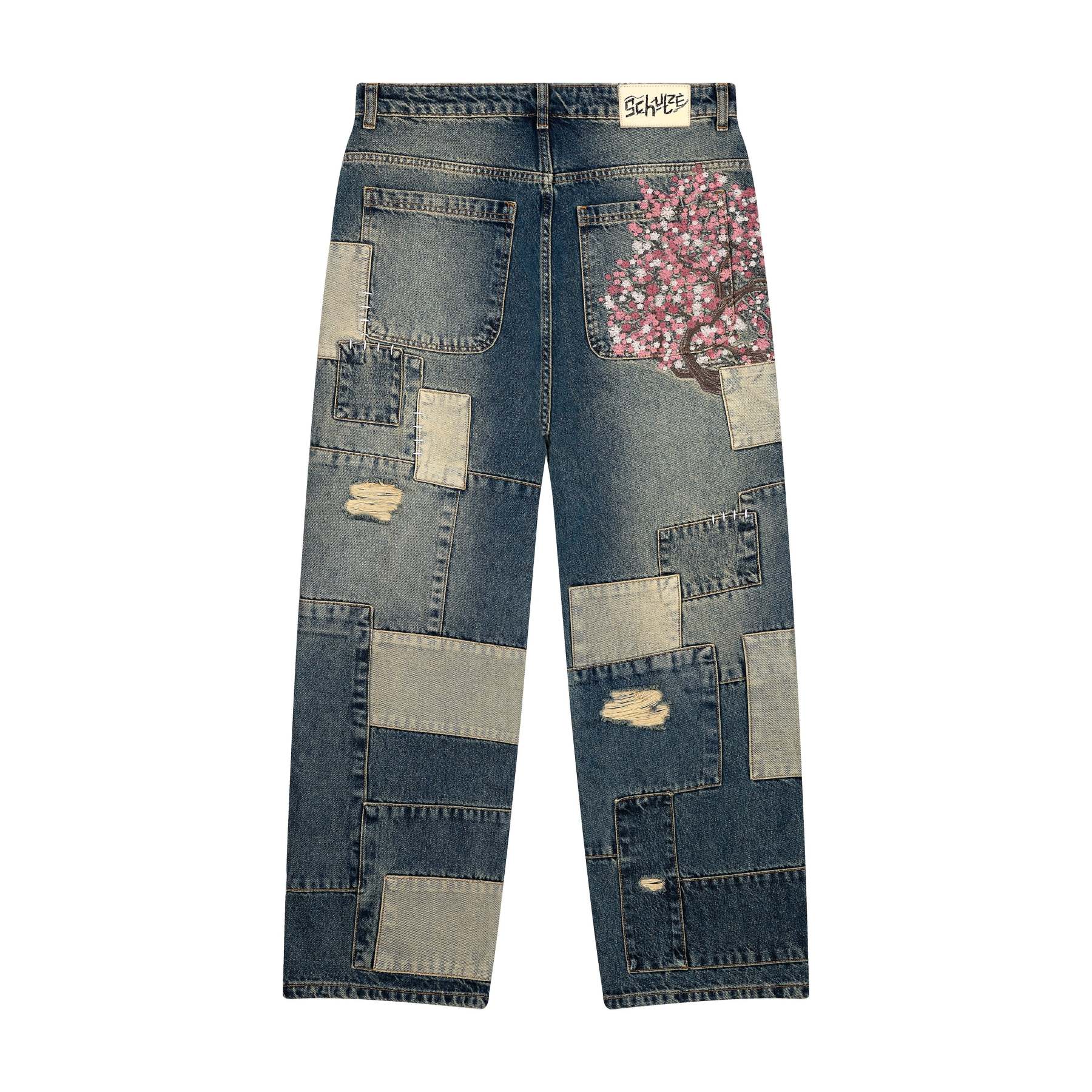 “sashiko v2” embroidered patchwork jeans