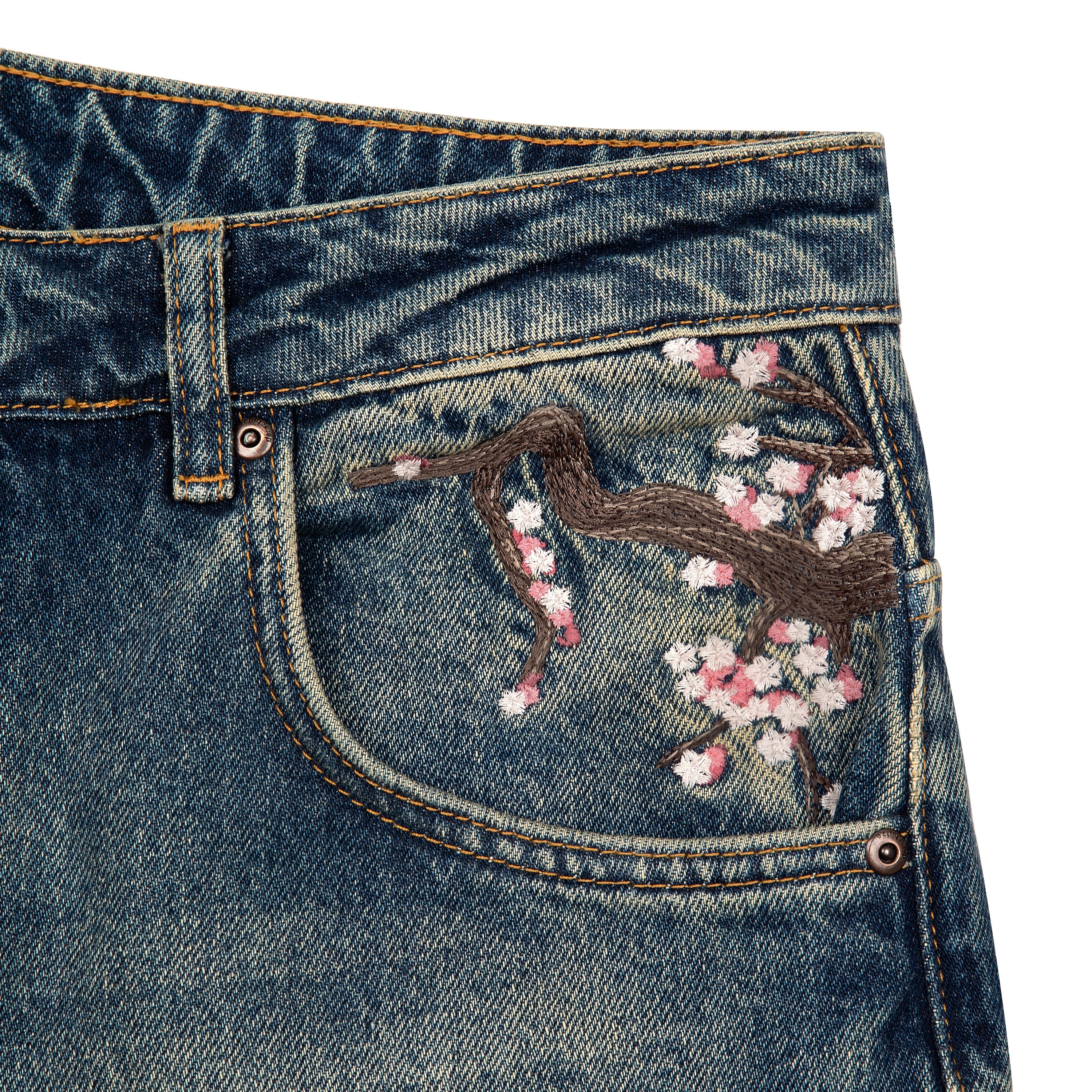“sashiko v2” embroidered patchwork jeans