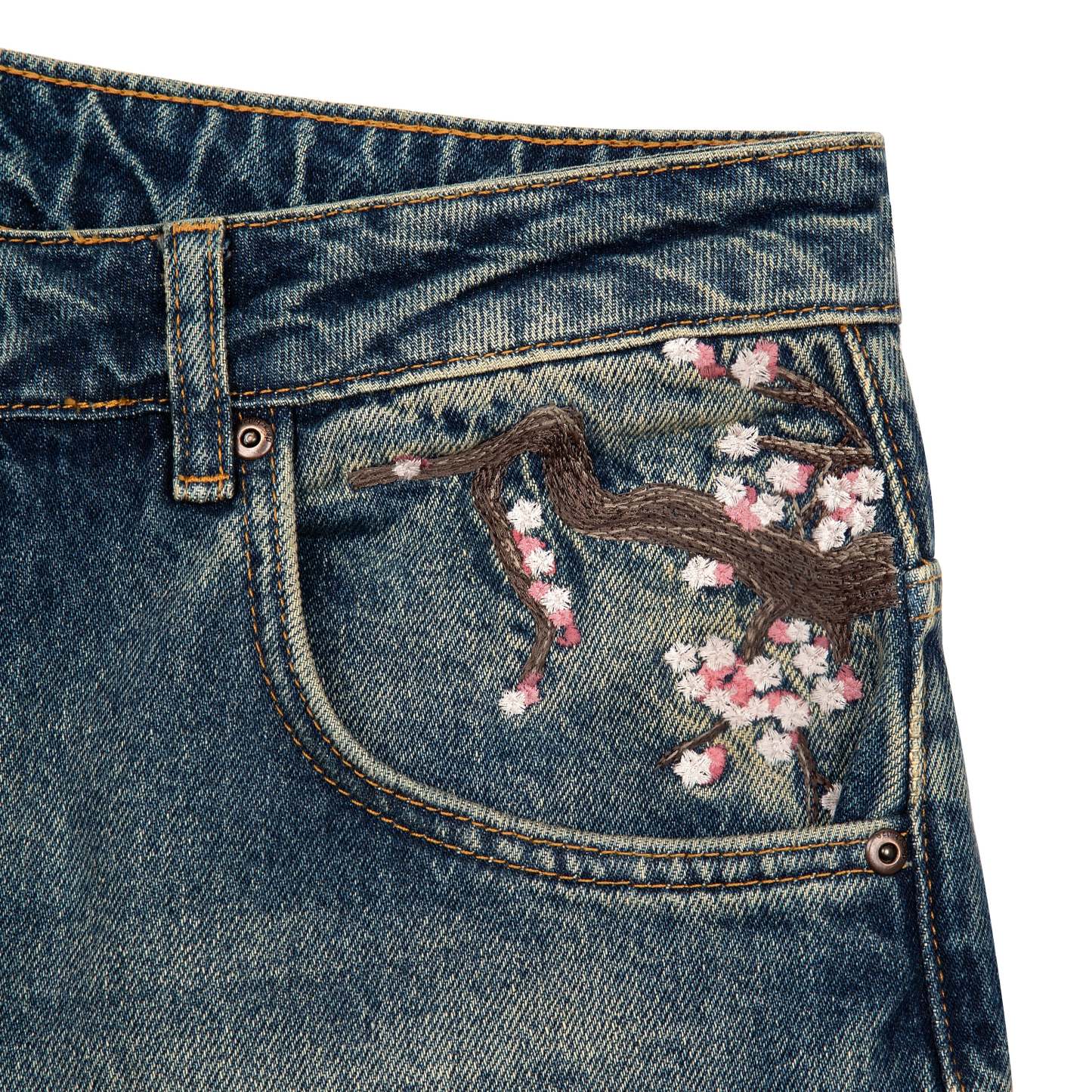 “sashiko v2” embroidered patchwork jeans