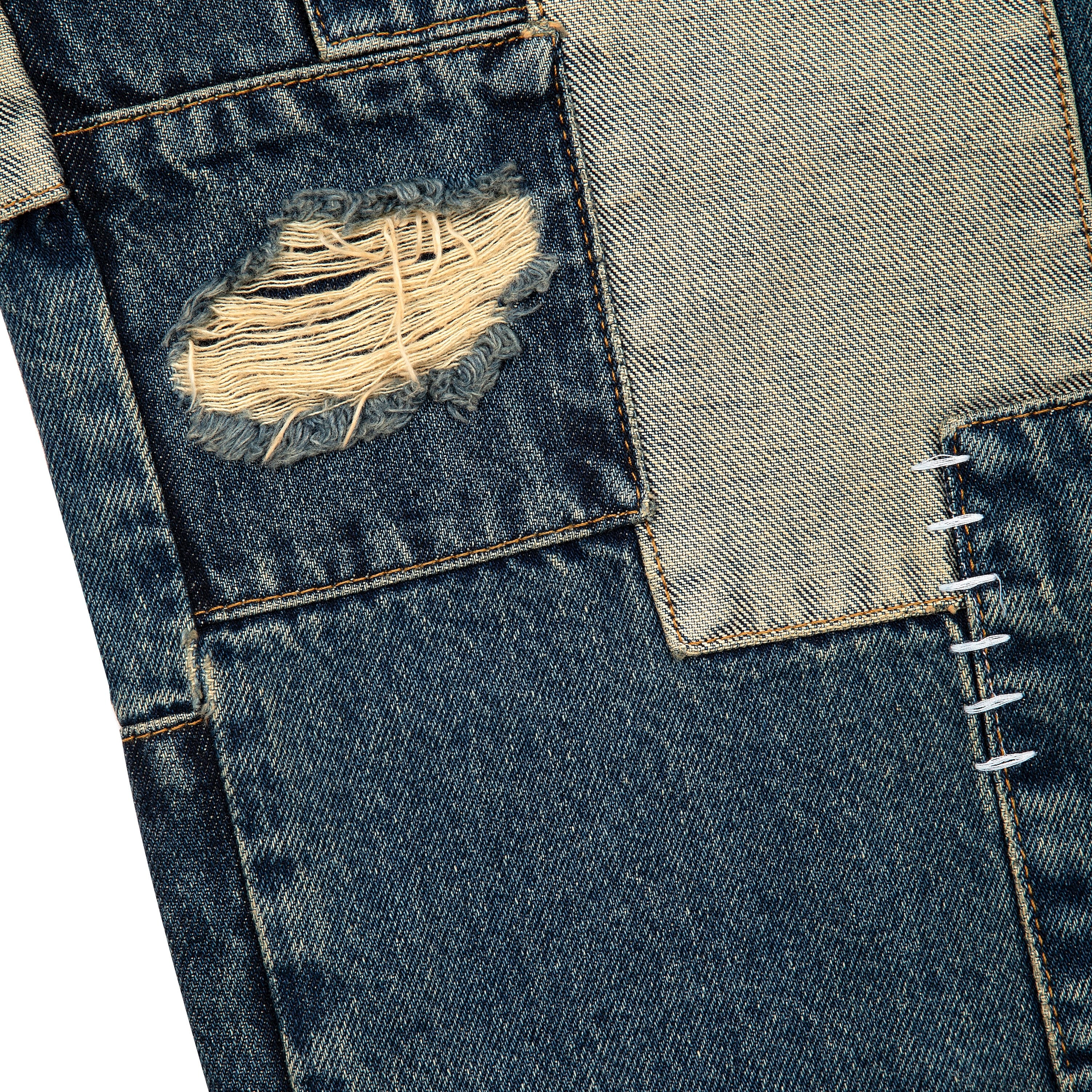 “sashiko v2” embroidered patchwork jeans